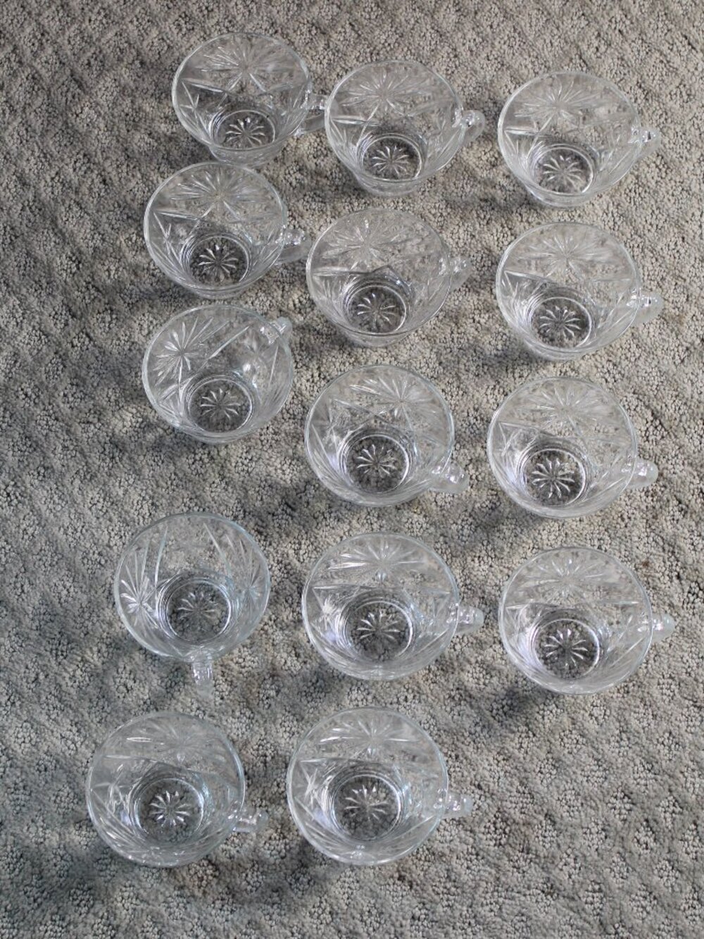 Set of 14 Clear Star Pattern Punch Cups